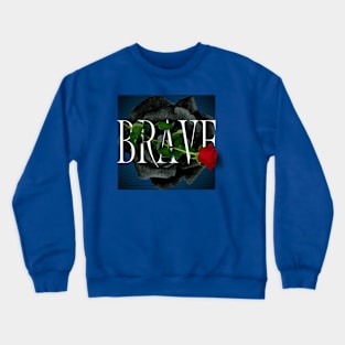 Green Black Aesthetic Brave Rose Crewneck Sweatshirt